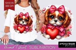 Valentine Dog Round Tshirt Background - Cute Puppy PNG Product Image 1