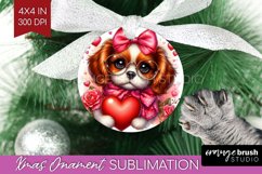 Valentine Dog Ornament PNG - Cute Puppy PNG Sublimation Product Image 1