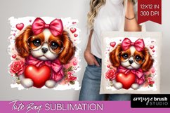 Valentine Dog Tote Bag - Cute Puppy Tote Bag PNG Sublimation Product Image 1
