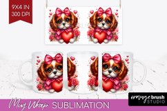 Valentine Dog Mug Wrap - Cute Puppy Mug PNG Sublimation Product Image 1