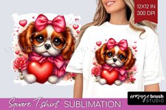 Valentine Dog Square Tshirt Background - Cute Puppy PNG Product Image 1