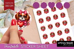 Valentine Dog Round Sticker - Cute Puppy Printable Sticker Product Image 1