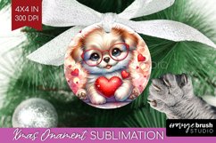Valentine Dog Ornament PNG - Cute Puppy PNG Sublimation Product Image 1