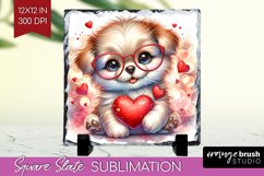 Valentine Dog Slate PNG - Cute Puppy Square Slate Product Image 1
