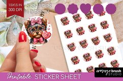 Valentine Dog Round Sticker - Cute Puppy Printable Sticker Product Image 1
