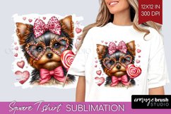 Valentine Dog Square Tshirt Background - Cute Puppy PNG Product Image 1