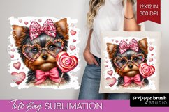 Valentine Dog Tote Bag - Cute Puppy Tote Bag PNG Sublimation Product Image 1