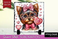 Valentine Dog Slate PNG - Cute Puppy Square Slate Product Image 1