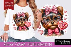 Valentine Dog Round Tshirt Background - Cute Puppy PNG Product Image 1