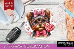 Valentine Dog Car Coaster - Cute Puppy Coaster PNG Product Image 1