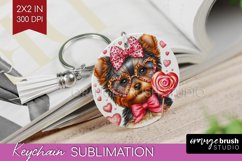 Valentine Dog Keychain PNG - Cute Puppy Keychain Sublimation Product Image 1