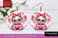 Valentine Dog Round Earrings - Cute Puppy PNG Sublimation Product Image 1