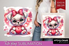 Valentine Dog Tote Bag - Cute Puppy Tote Bag PNG Sublimation Product Image 1