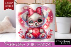 Valentine Dog Tumbler Wrap - Cute Puppy Tumbler PNG Product Image 1