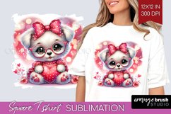 Valentine Dog Square Tshirt Background - Cute Puppy PNG Product Image 1