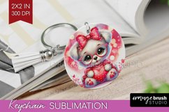 Valentine Dog Keychain PNG - Cute Puppy Keychain Sublimation Product Image 1