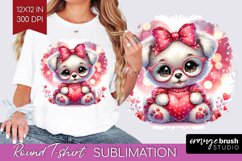 Valentine Dog Round Tshirt Background - Cute Puppy PNG Product Image 1