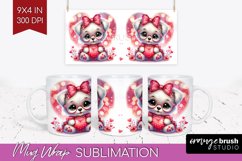 Valentine Dog Mug Wrap - Cute Puppy Mug PNG Sublimation Product Image 1