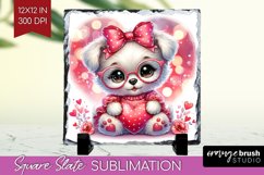 Valentine Dog Slate PNG - Cute Puppy Square Slate Product Image 1