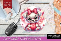 Valentine Dog Car Coaster - Cute Puppy Coaster PNG Product Image 1