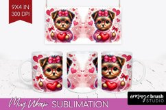 Valentine Dog Mug Wrap - Cute Puppy Mug PNG Sublimation Product Image 1