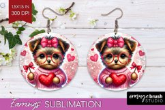 Valentine Dog Round Earrings - Cute Puppy PNG Sublimation Product Image 1