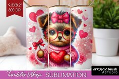 Valentine Dog Tumbler Wrap - Cute Puppy Tumbler PNG Product Image 1