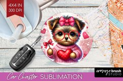 Valentine Dog Car Coaster - Cute Puppy Coaster PNG Product Image 1