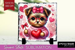 Valentine Dog Slate PNG - Cute Puppy Square Slate Product Image 1