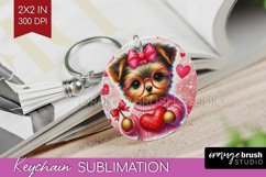 Valentine Dog Keychain PNG - Cute Puppy Keychain Sublimation Product Image 1