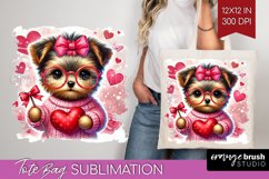 Valentine Dog Tote Bag - Cute Puppy Tote Bag PNG Sublimation Product Image 1