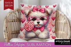 Valentine Dog Pillow Sublimation - Cute Puppy Pillow Cover Product Image 1