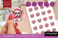 Valentine Dog Round Sticker - Cute Puppy Printable Sticker Product Image 1