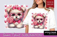 Valentine Dog Square Tshirt Background - Cute Puppy PNG Product Image 1