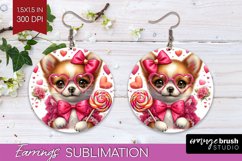 Valentine Dog Round Earrings - Cute Puppy PNG Sublimation Product Image 1