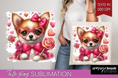 Valentine Dog Tote Bag - Cute Puppy Tote Bag PNG Sublimation Product Image 1