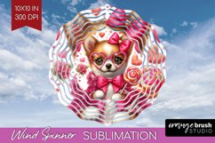Valentine Dog Wind Spinner Sublimation PNG - Cute Puppy Product Image 1