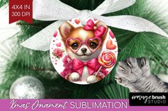 Valentine Dog Ornament PNG - Cute Puppy PNG Sublimation Product Image 1