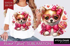 Valentine Dog Round Tshirt Background - Cute Puppy PNG Product Image 1