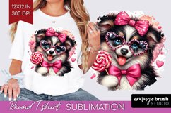 Valentine Dog Round Tshirt Background - Cute Puppy PNG Product Image 1