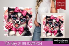 Valentine Dog Tote Bag - Cute Puppy Tote Bag PNG Sublimation Product Image 1