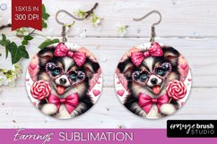Valentine Dog Round Earrings - Cute Puppy PNG Sublimation Product Image 1