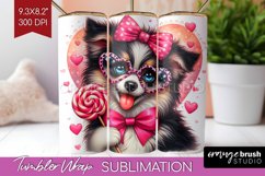 Valentine Dog Tumbler Wrap - Cute Puppy Tumbler PNG Product Image 1