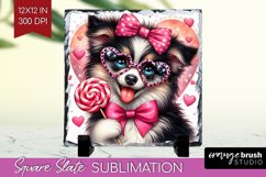 Valentine Dog Slate PNG - Cute Puppy Square Slate Product Image 1