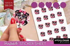 Valentine Dog Round Sticker - Cute Puppy Printable Sticker Product Image 1