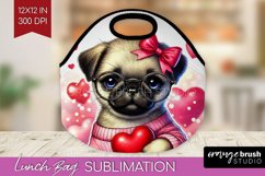 Valentine Dog Lunch Bag - Cute Puppy Lunch Bug PNG Product Image 1