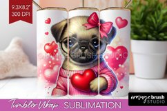 Valentine Dog Tumbler Wrap - Cute Puppy Tumbler PNG Product Image 1