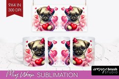 Valentine Dog Mug Wrap - Cute Puppy Mug PNG Sublimation Product Image 1