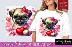 Valentine Dog Square Tshirt Background - Cute Puppy PNG Product Image 1