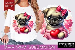 Valentine Dog Round Tshirt Background - Cute Puppy PNG Product Image 1